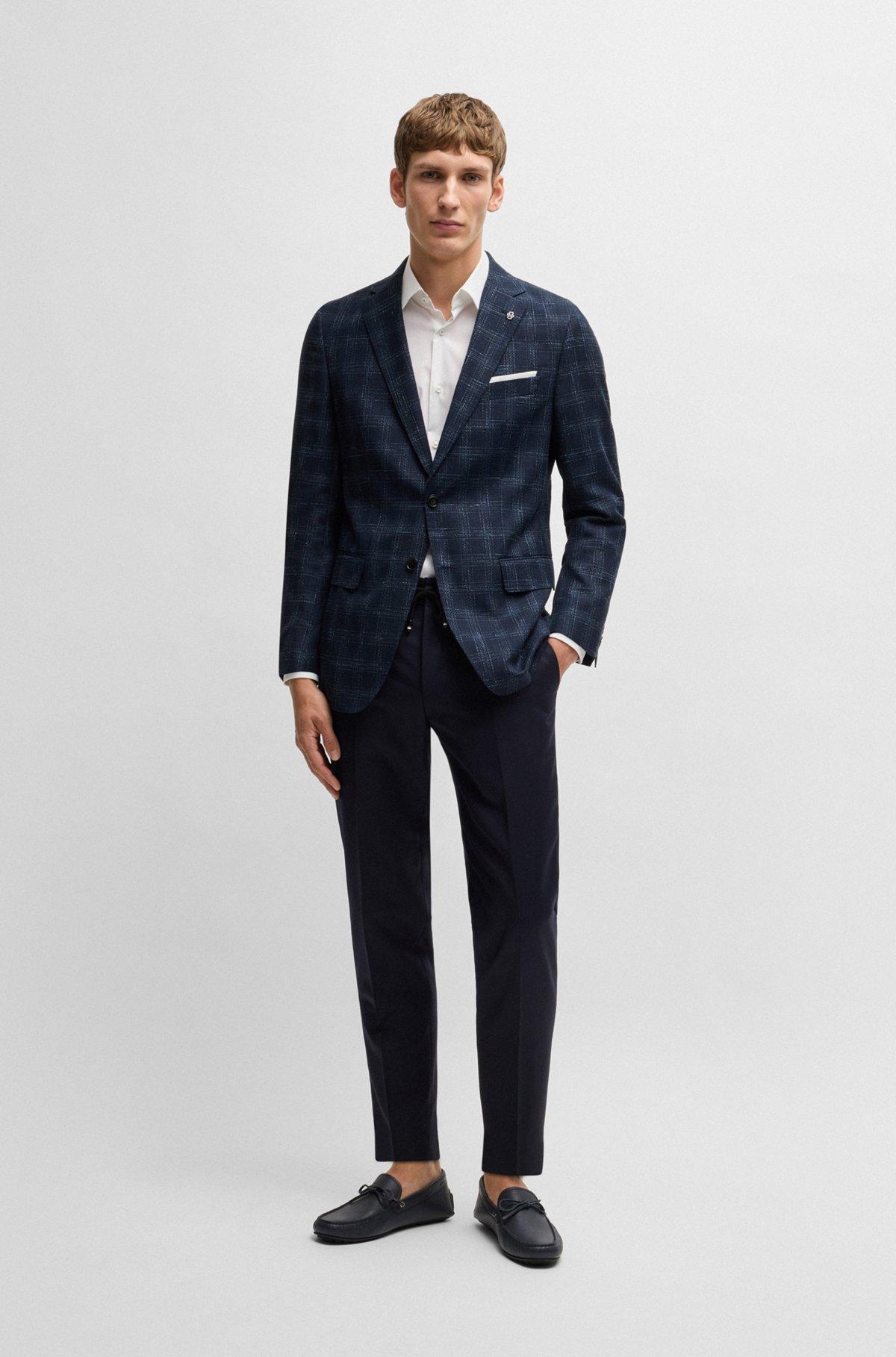 Slim-fit suit jacket in a checked wool blend Product Image