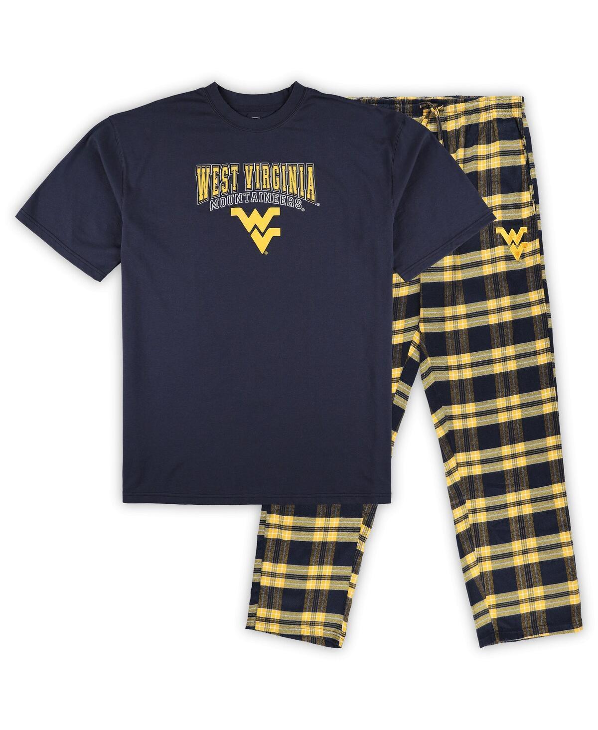 Mens Profile West Virginia Mountaineers Big & Tall 2-Pack T-Shirt & Flannel Pants Set Blue Product Image