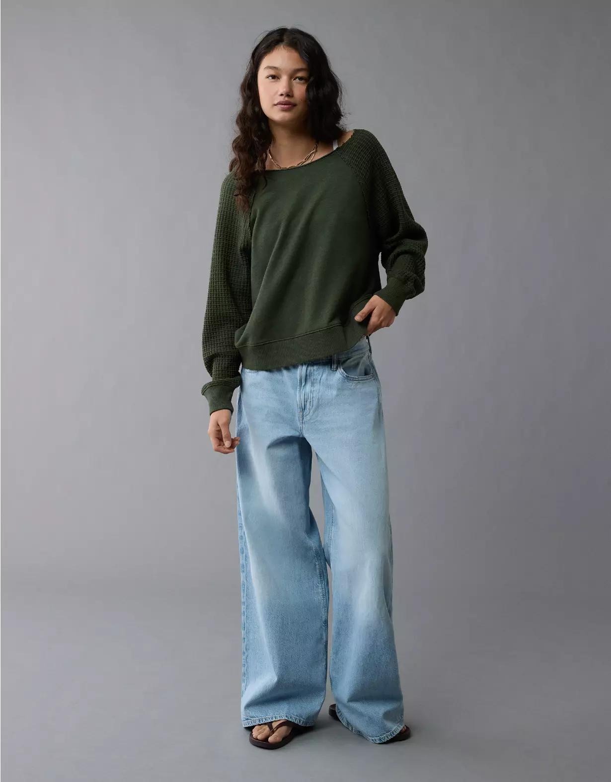 AE Mixed Knit Sweatshirt Product Image