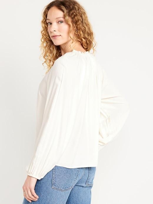 Ruffled Split-Neck Top Product Image