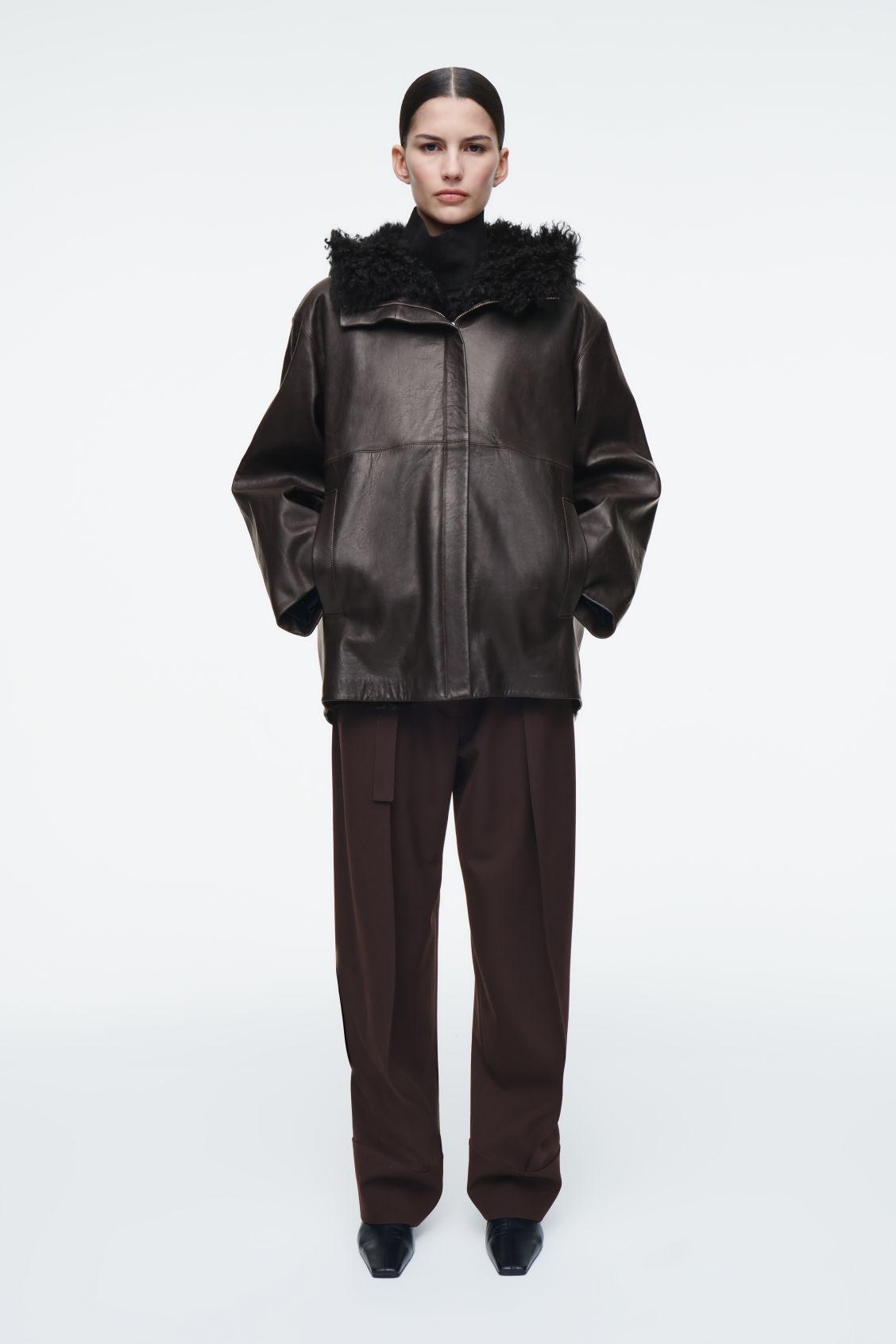 SHEARLING-LINED NAPPA HOODED JACKET Product Image