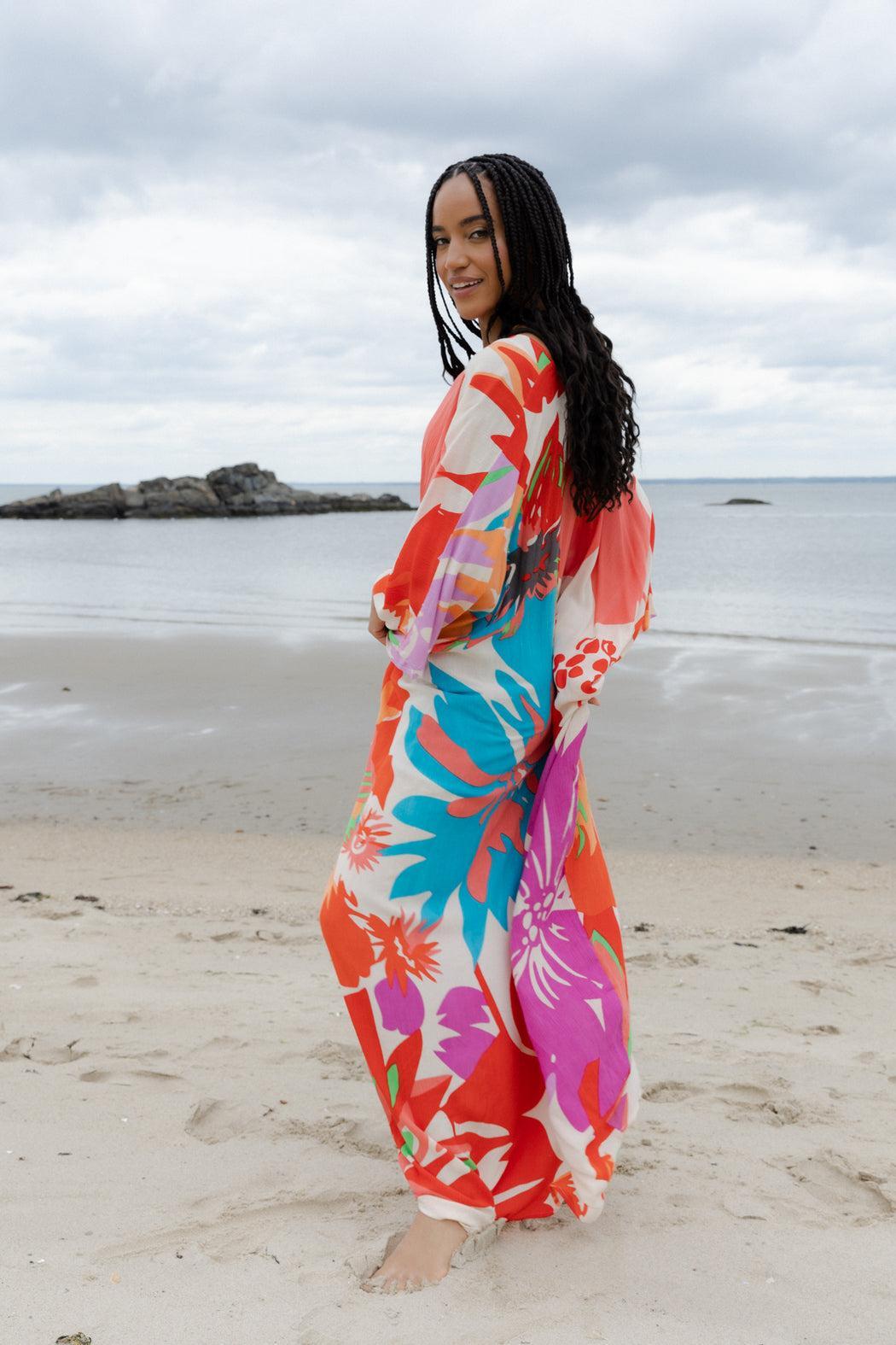 Multicolor Floral Kaftan Maxi Product Image