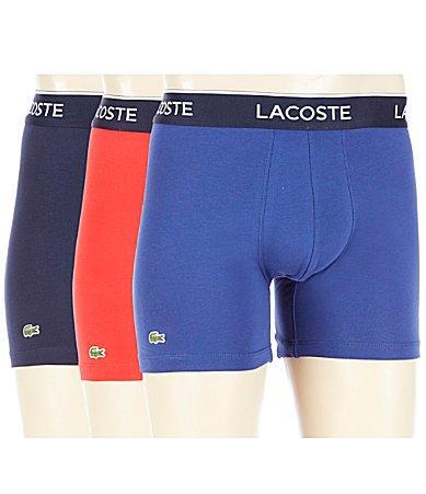 Lacoste Cotton Stretch Logo Waistband Long Boxer Briefs, Pack of 3 Product Image