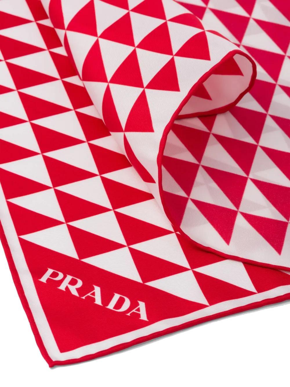 PRADA Printed Silk Twill Scarf In Red Product Image