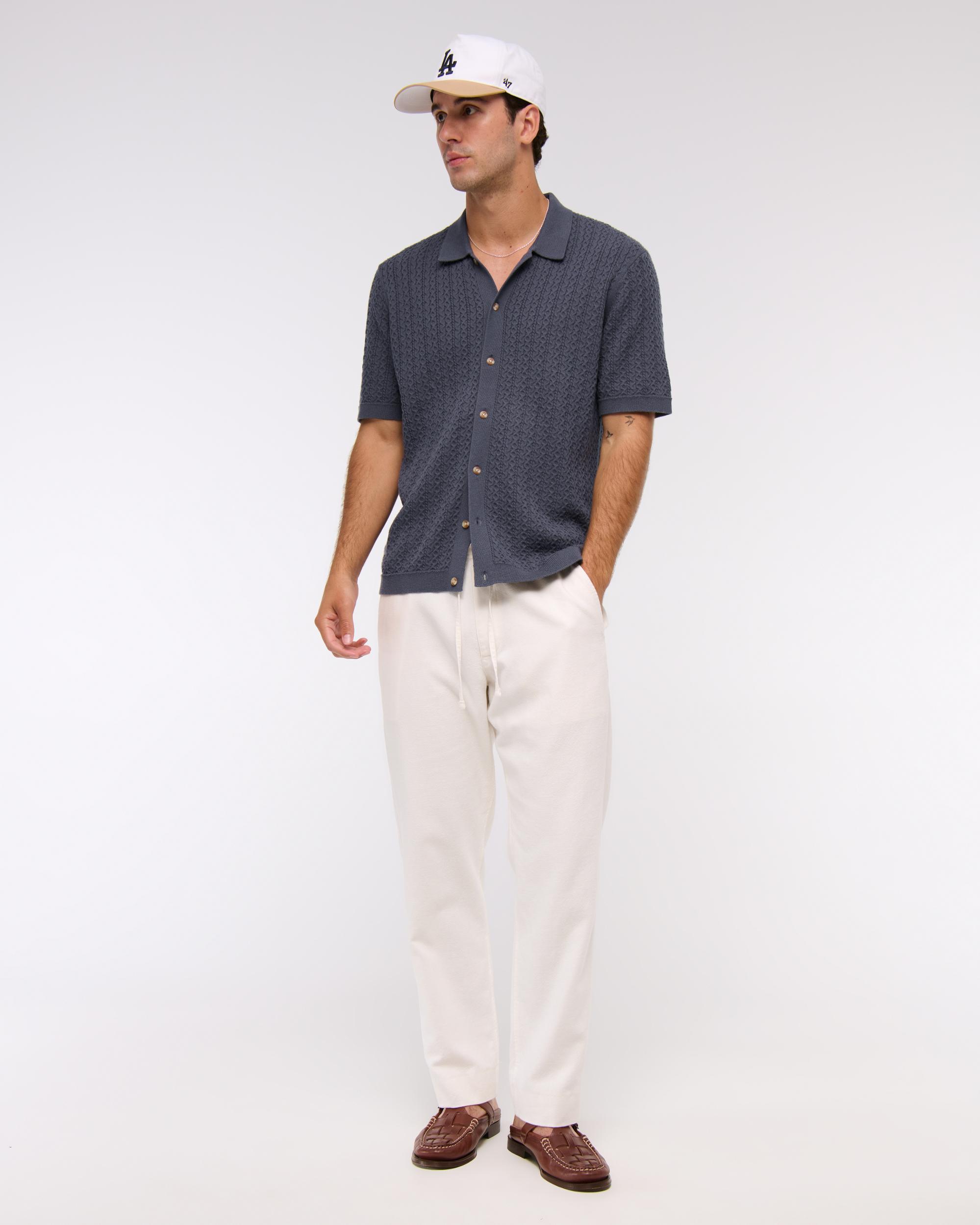 Cable Button-Through Sweater Polo Product Image