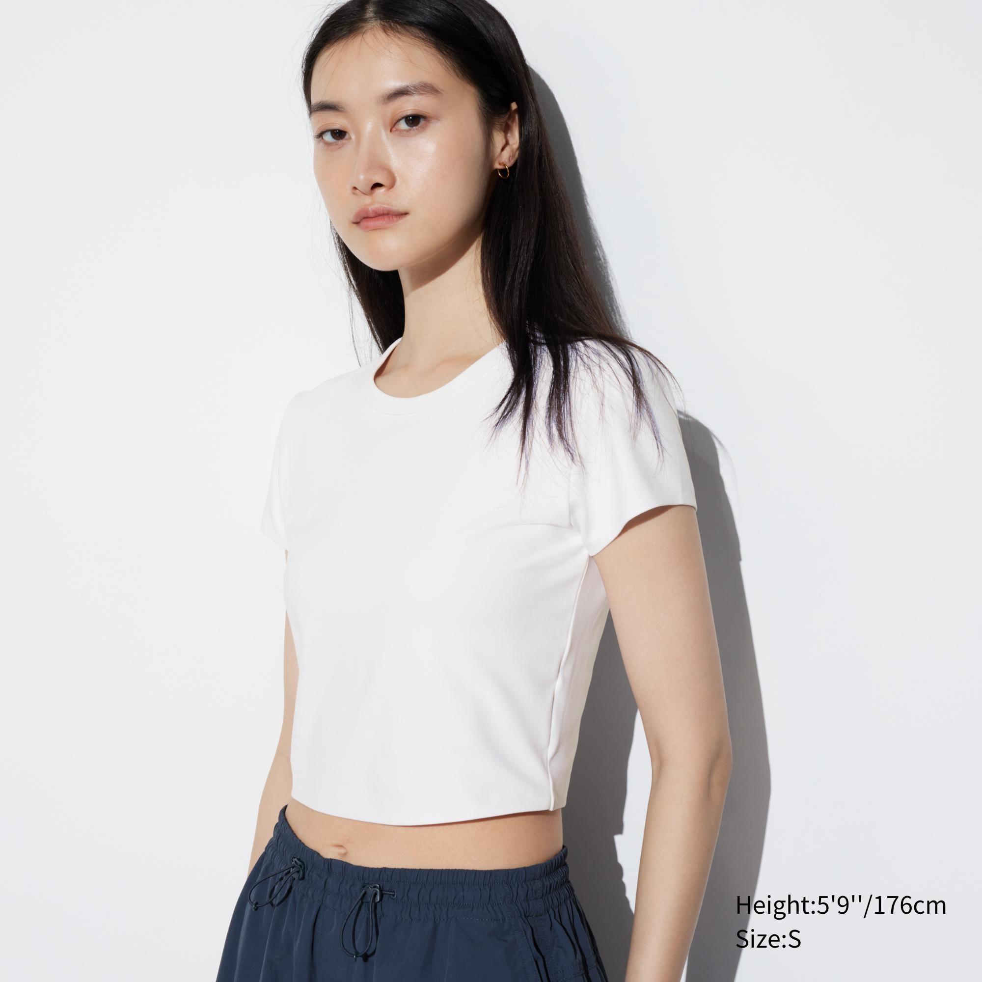 Womens Ultra Stretch AIRism Cropped T-Shirt White 2XL UNIQLO US Product Image