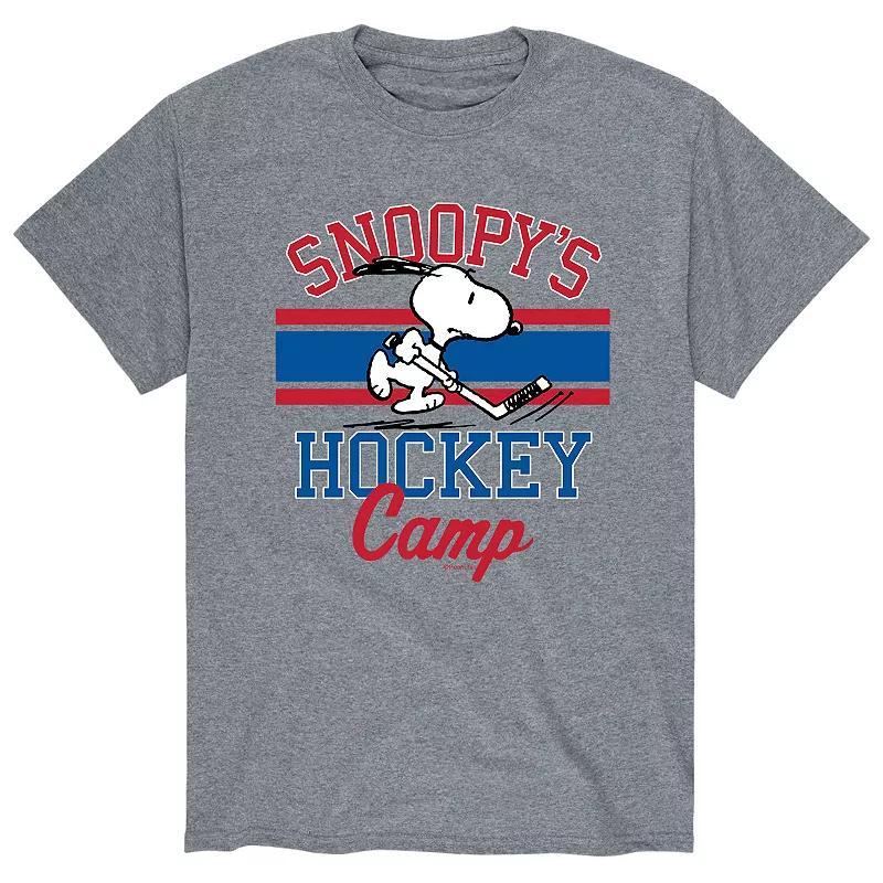 Men's Peanuts "Snoopy's Hockey Camp" Tee, Size: XXL, Gray Product Image