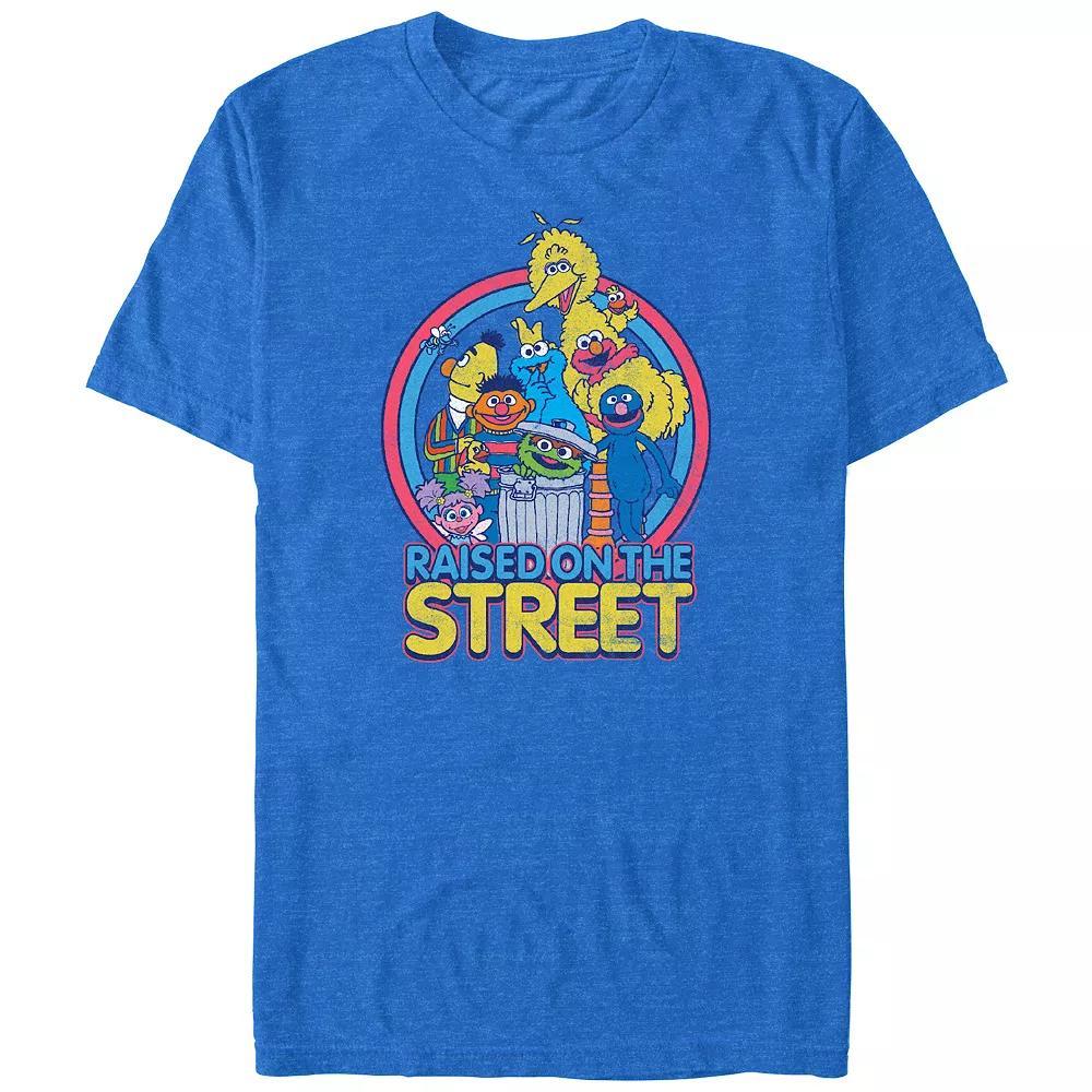 Big & Tall Sesame Street Raised On The Street Graphic Tee, Men's, Size: 4XL Tall, Royal Grey Product Image
