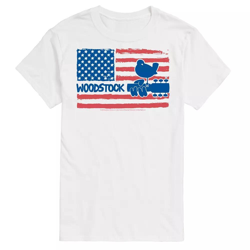 Big & Tall Woodstock American Flag Graphic Tee, Men's, Size: 6XB, White Product Image