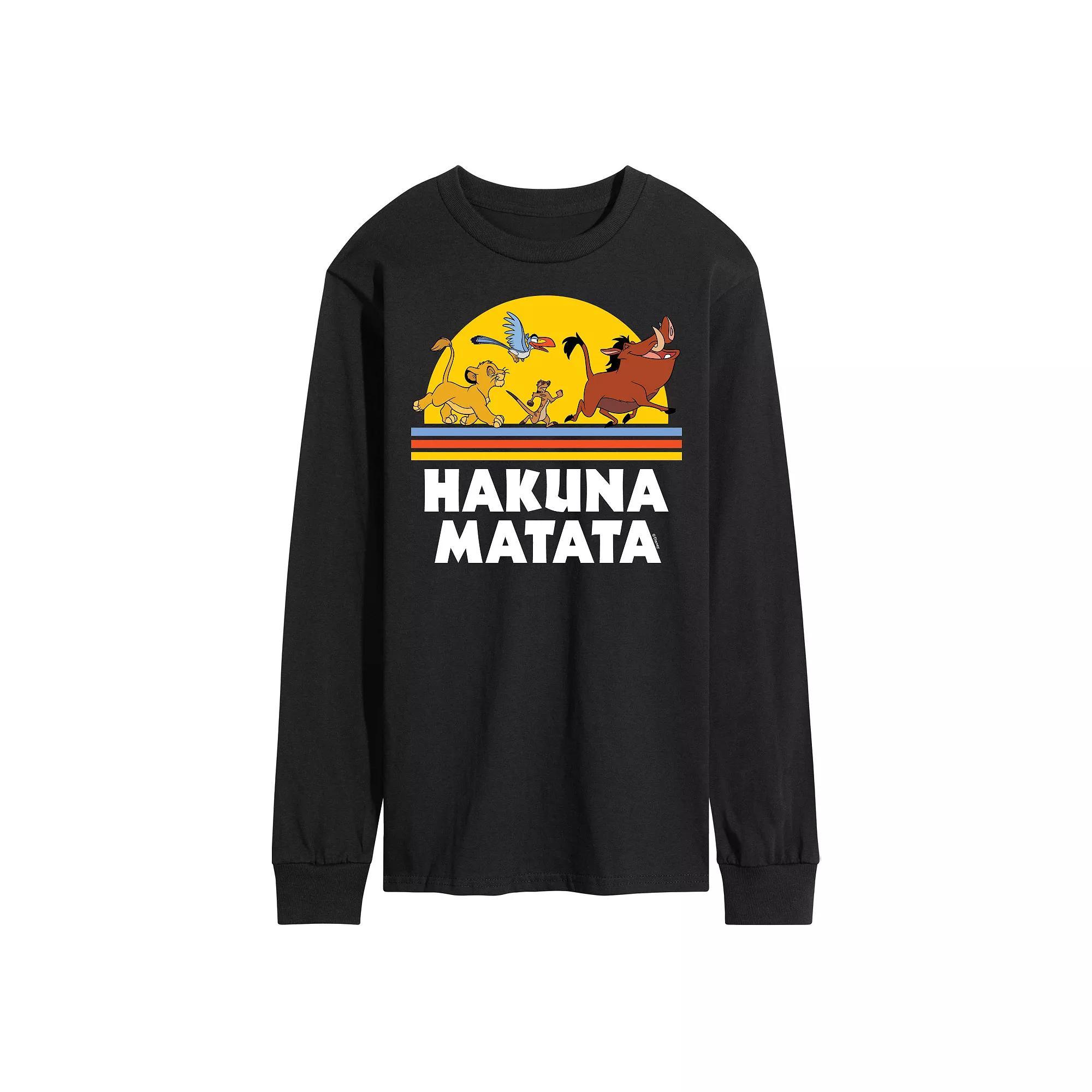 Disney's The Lion King Men's Hakuna Matata Sunset Long Sleeve Graphic Tee,  Product Image