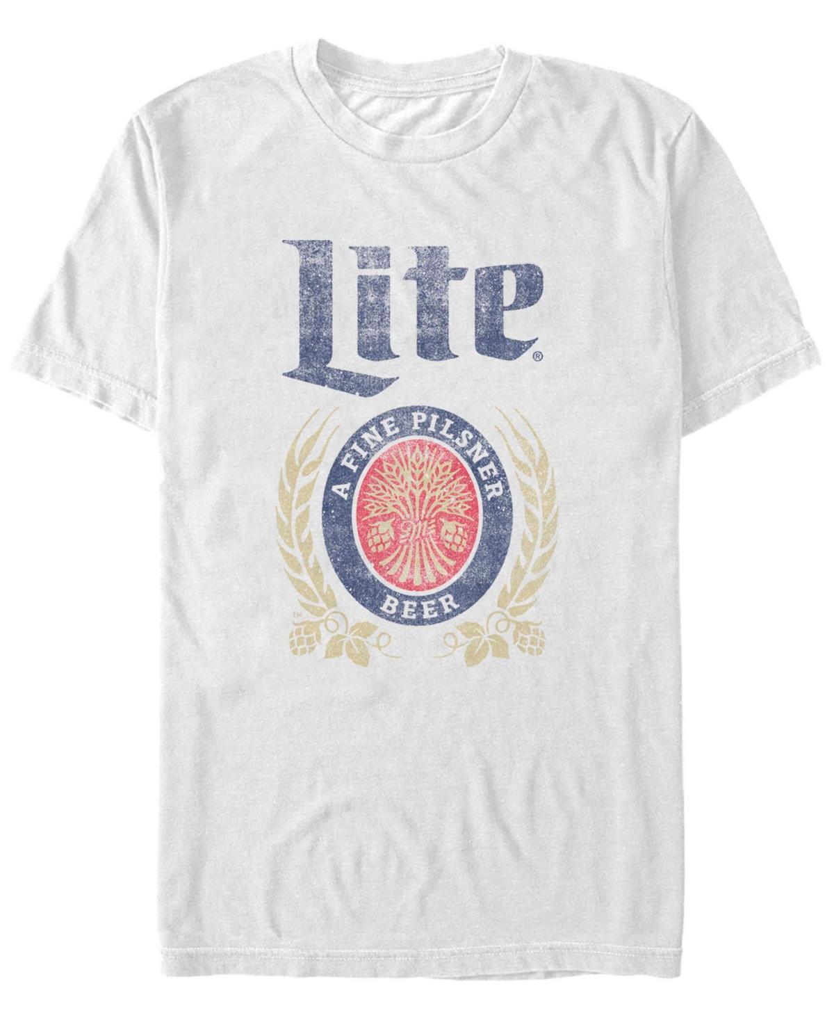 Fifth Sun Mens Miller Lite Distressed A Fine Pilsner Logo Short Sleeve T-shirt Product Image