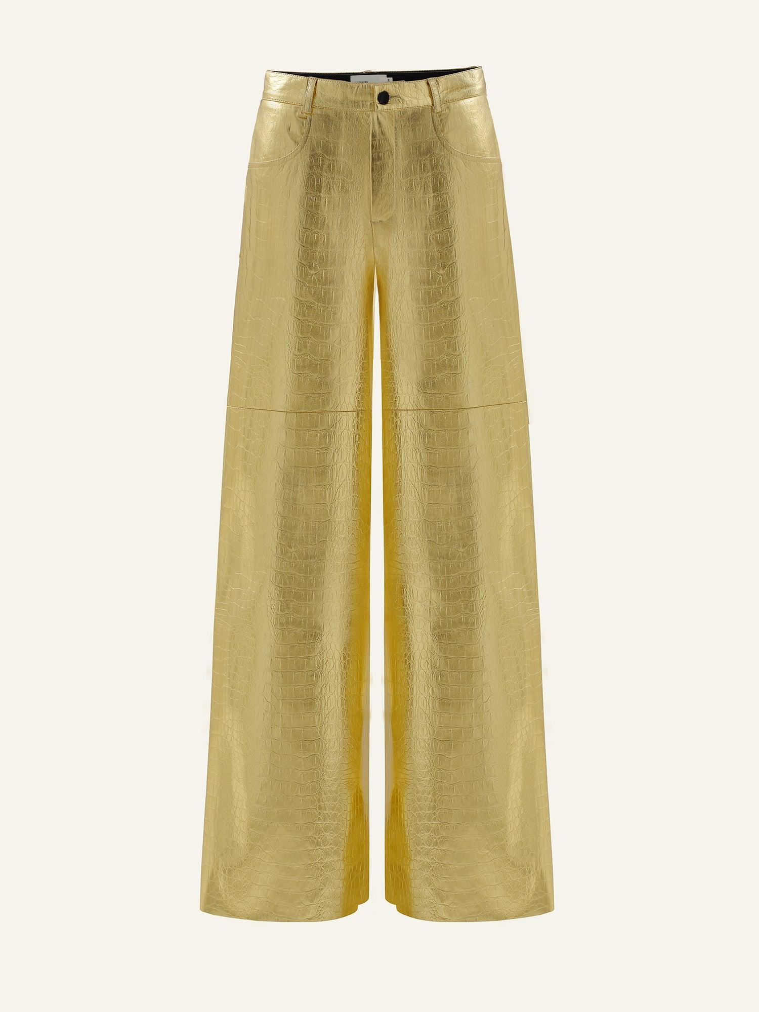 Slouchy pants in Gold Croc Product Image