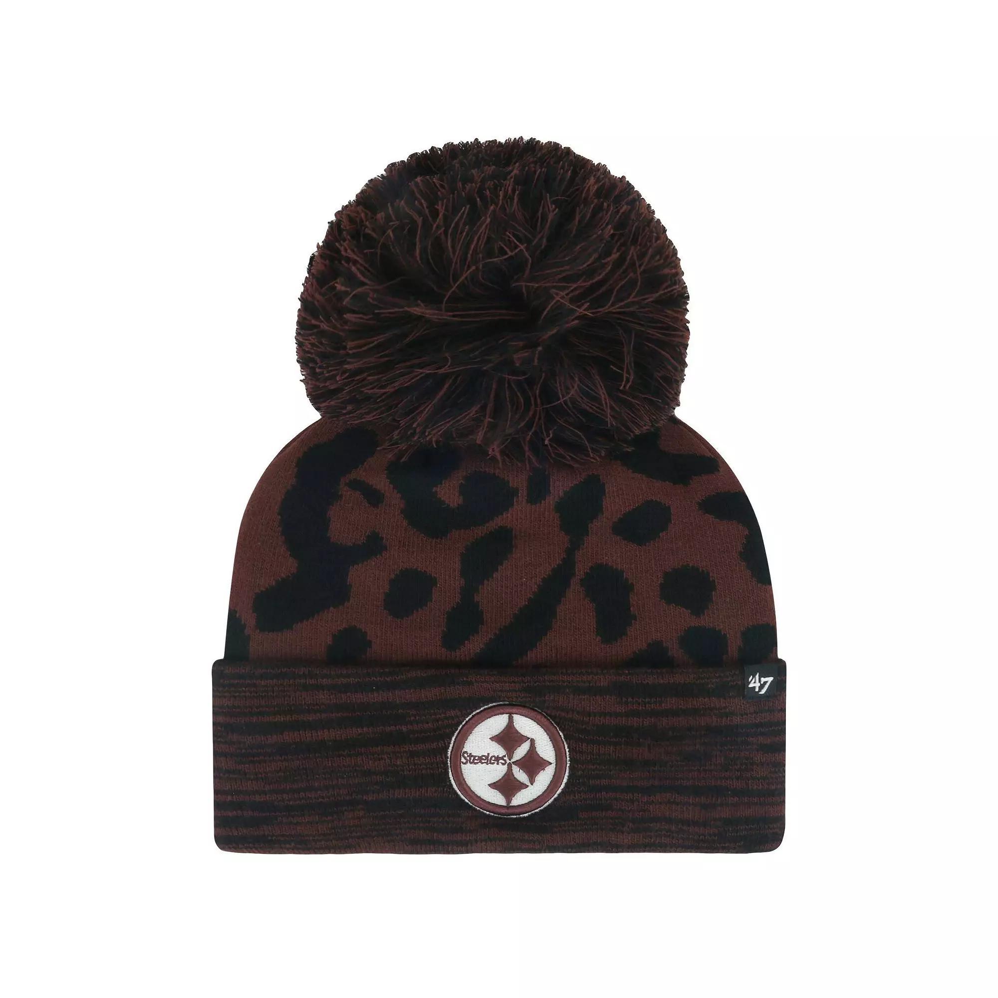 Women's '47 Brown Pittsburgh Steelers Cacao Cuffed Knit Hat with Pom Product Image