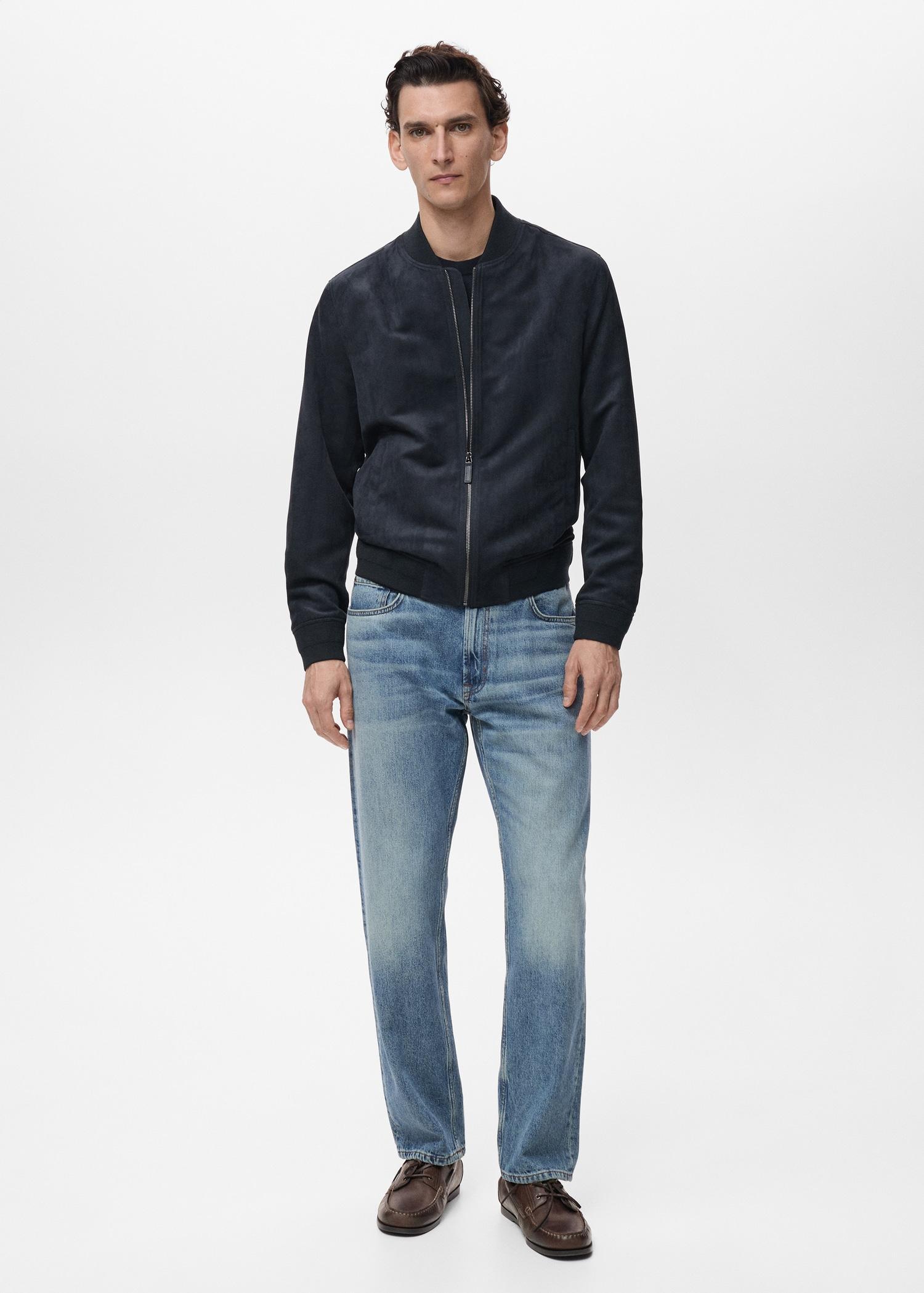 Suede-effect bomber jacket - Men | MANGO USA Product Image