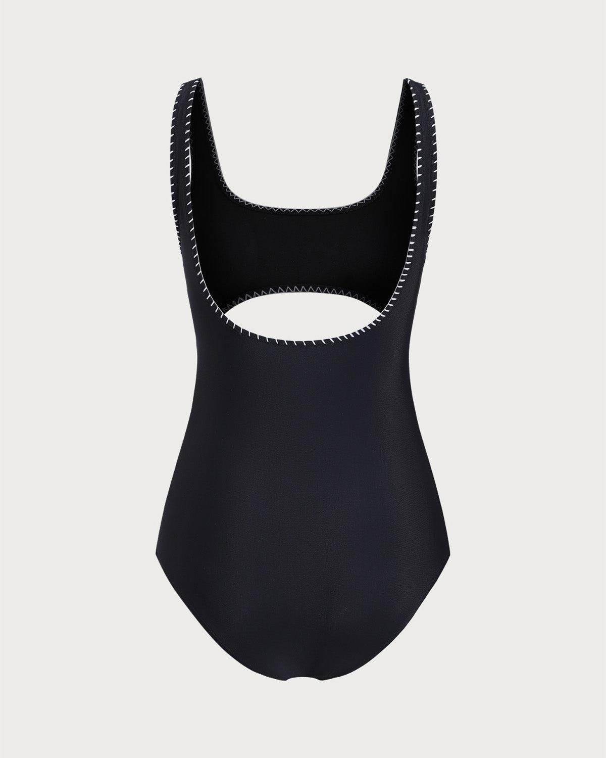 Black Cut Out One-Piece Swimsuit Product Image