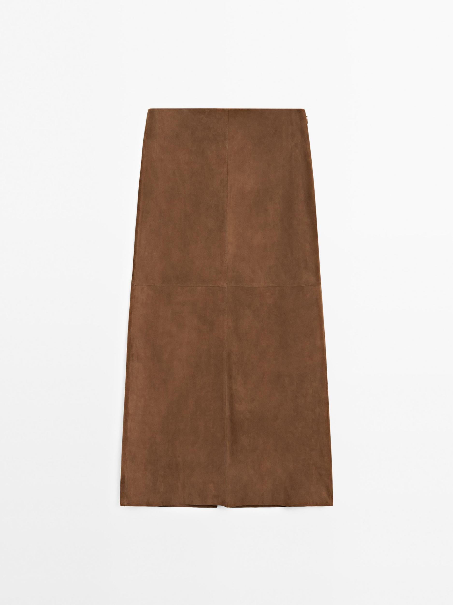 Suede leather midi skirt Product Image
