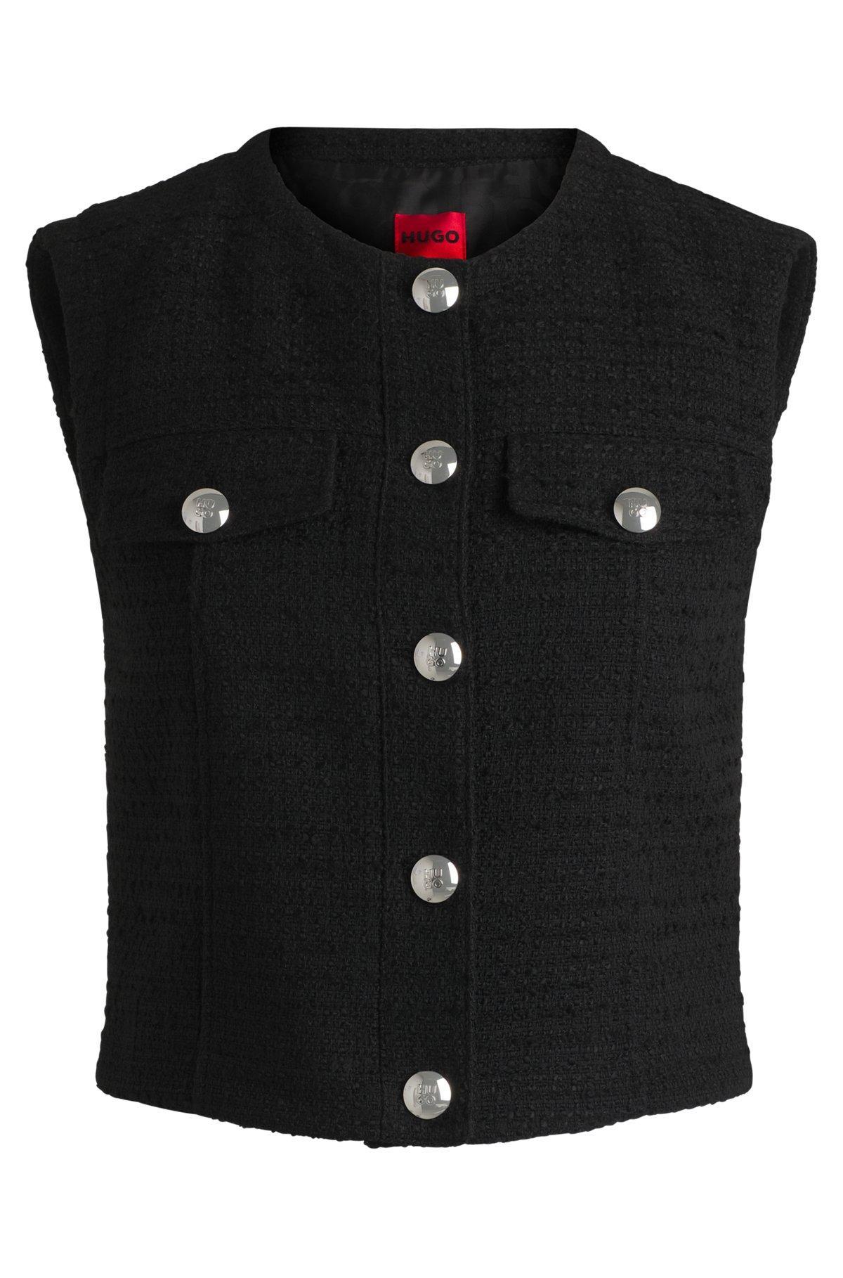 Regular-fit waistcoat in bouclé fabric Product Image
