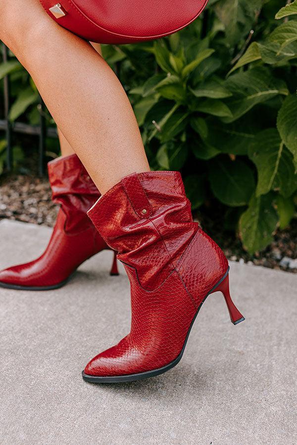 The Eliza Faux Leather Bootie in Wine Product Image