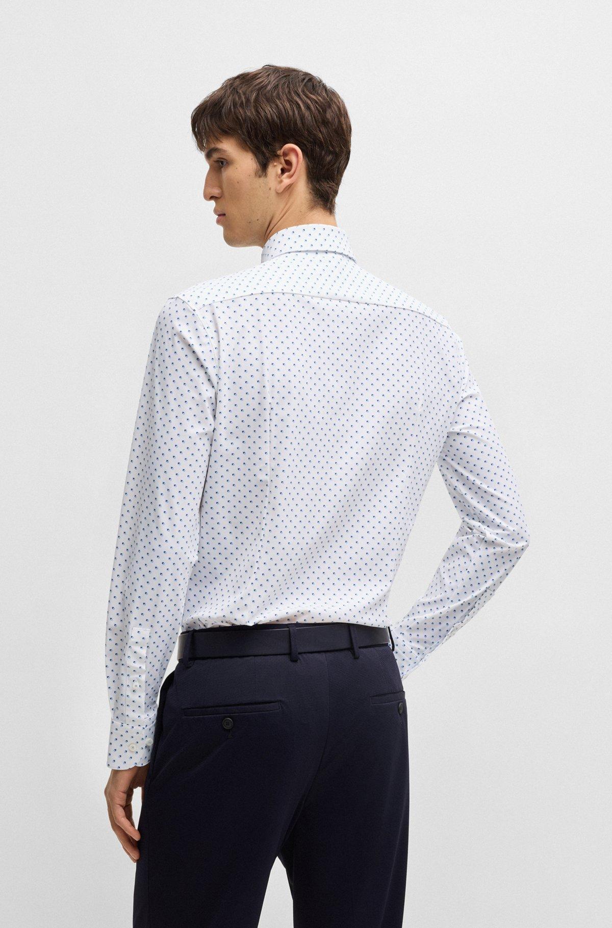 Slim-fit shirt in geometric-print performance-stretch jersey Product Image