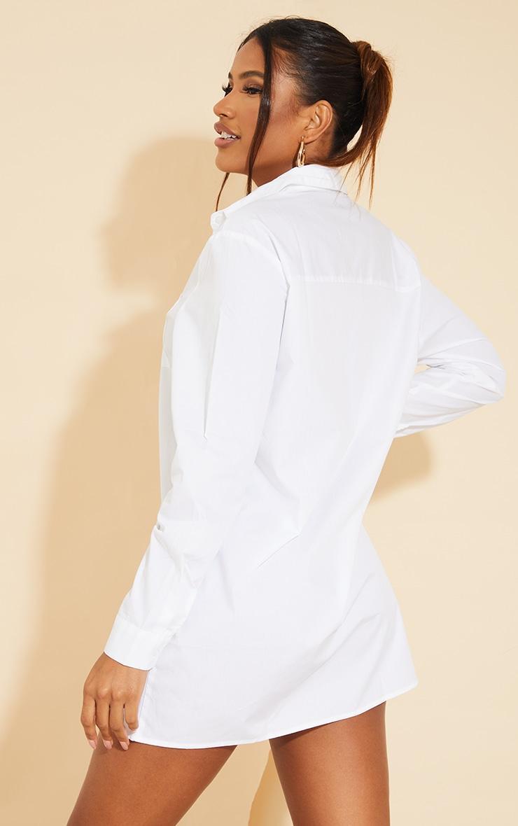 White Long Sleeve Button Shirt Dress Product Image