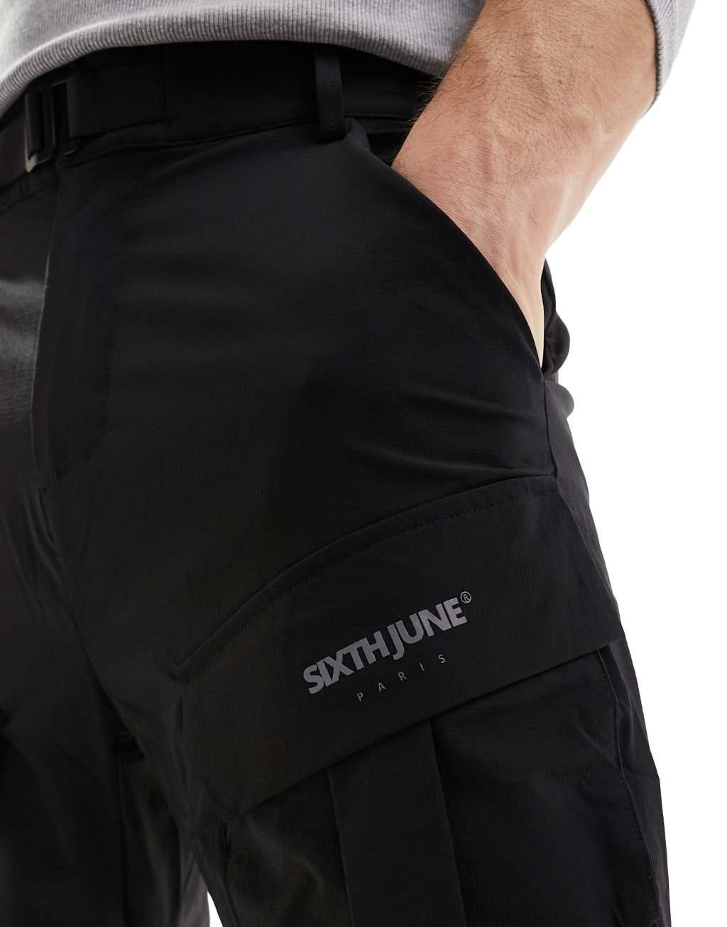 Sixth June nylon tech pants in black Product Image