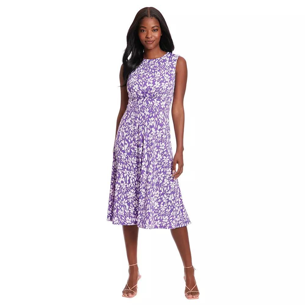 Women's London Times Inset Waist Print Midi Dress,  Product Image