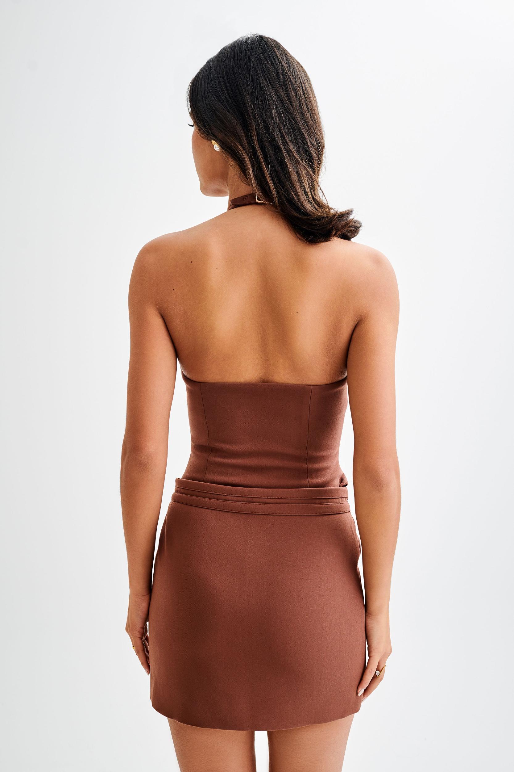 Letitia Suiting Halter Top With Buckle - Wood Product Image