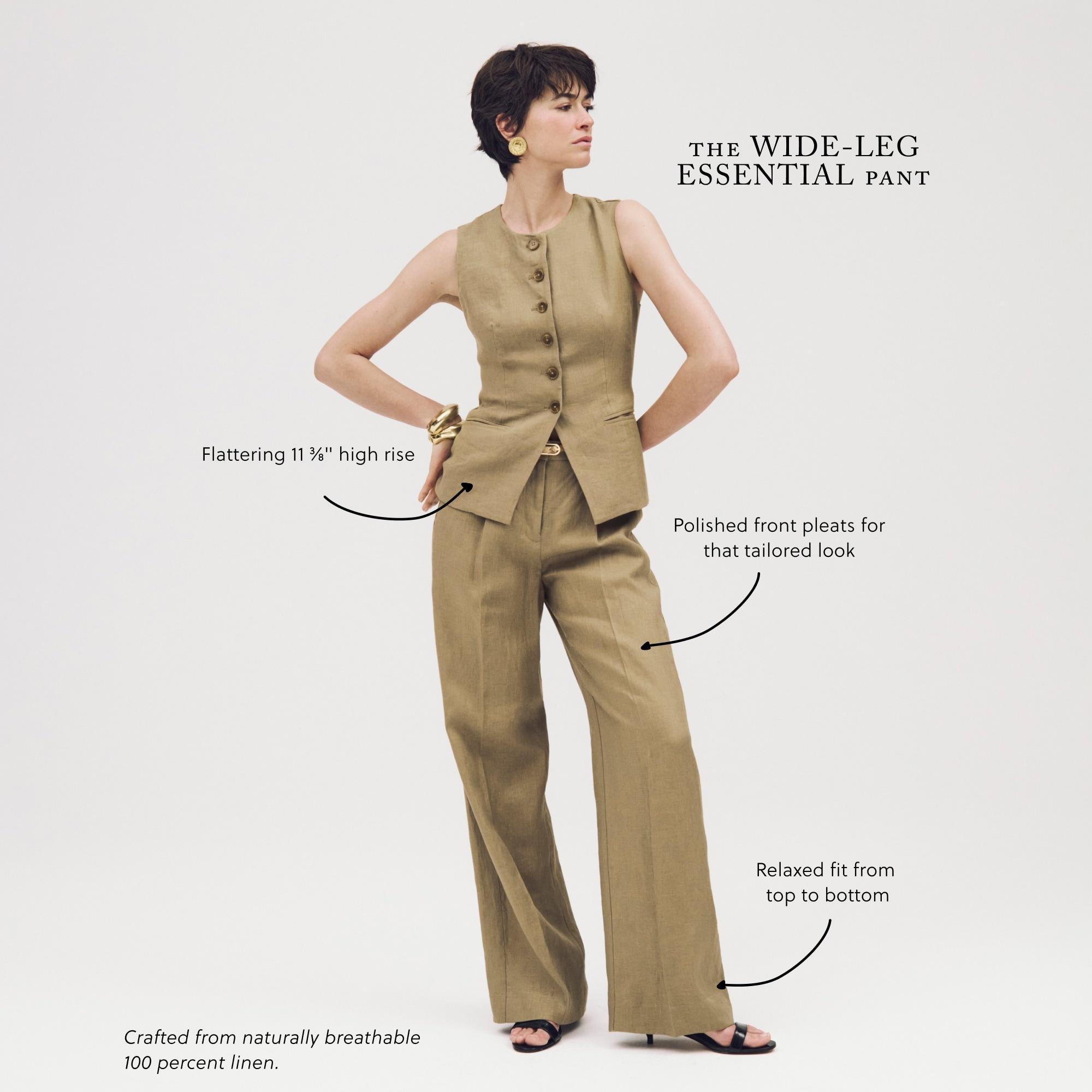 Wide-leg Essential pant in linen Product Image