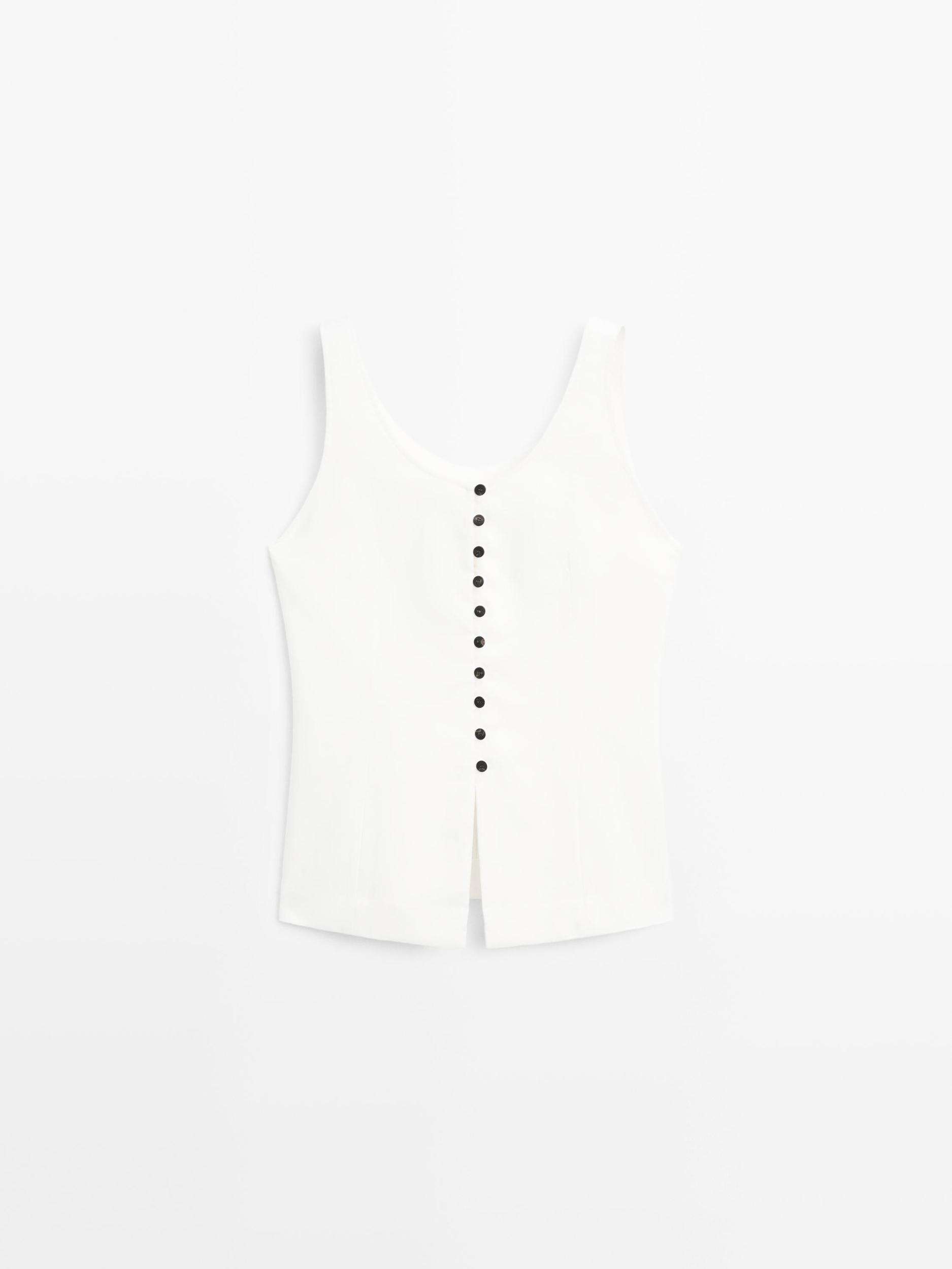 Linen blend top with buttons Product Image