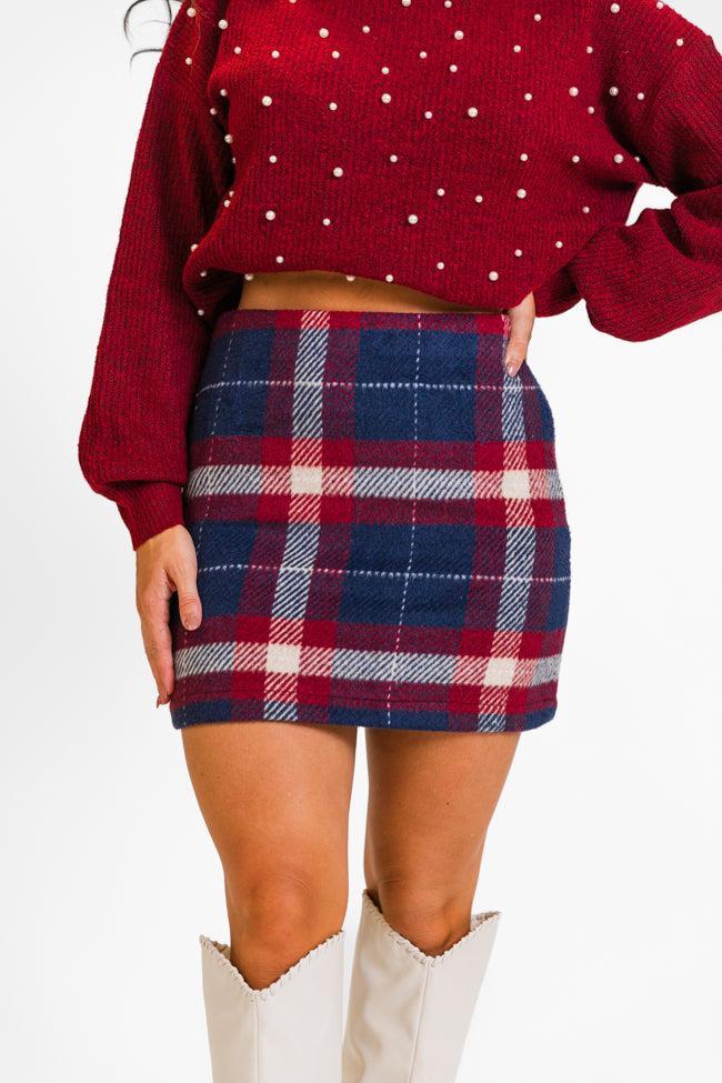 Plaid To Meet You Navy Skirt FINAL SALE Product Image