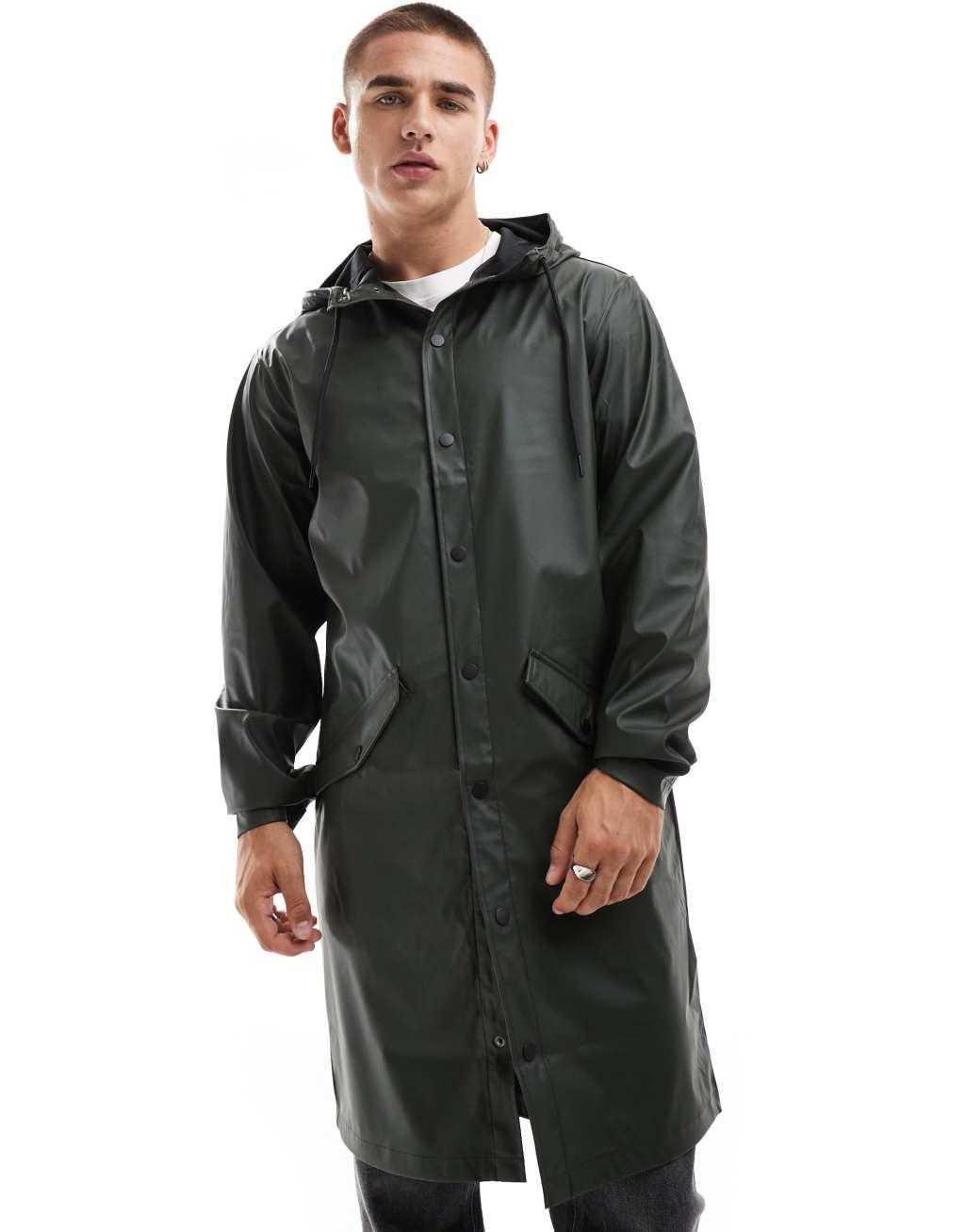 Jack & Jones rubberized raincoat in khaki Product Image