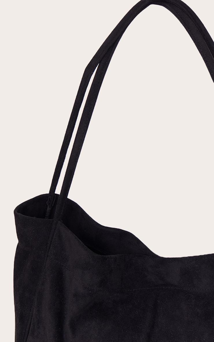 Black Faux Suede Boxy Tote Bag Product Image