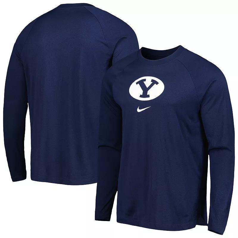 Mens Nike BYU Cougars Spotlight Raglan Performance Long Sleeve T-Shirt Blue Product Image