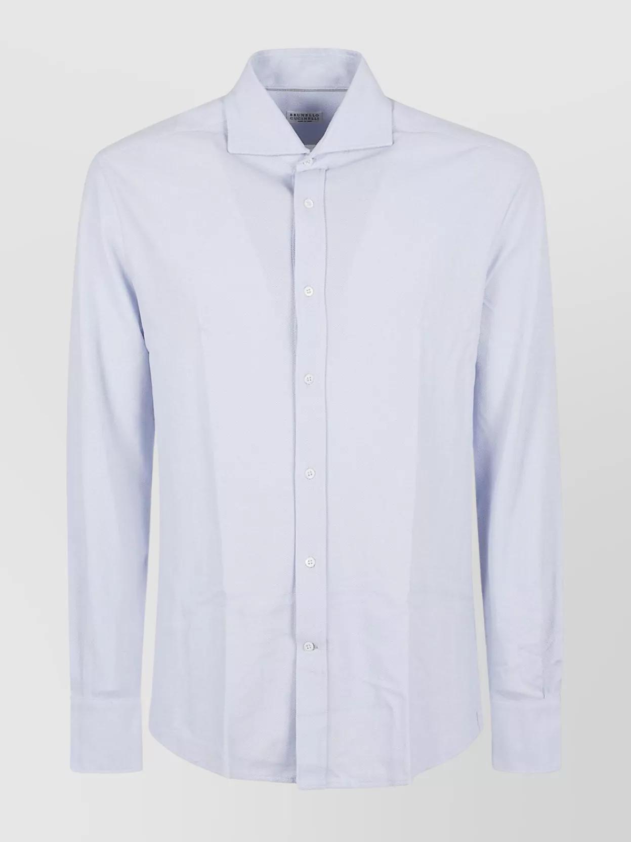 BRUNELLO CUCINELLI Pointed Collar Long Sleeves Shirt In Blue Product Image