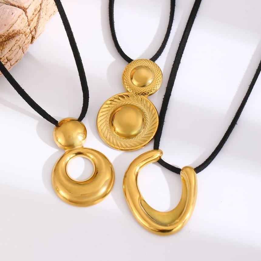 Geometric Alloy Pendant Layered Cord Choker Product Image