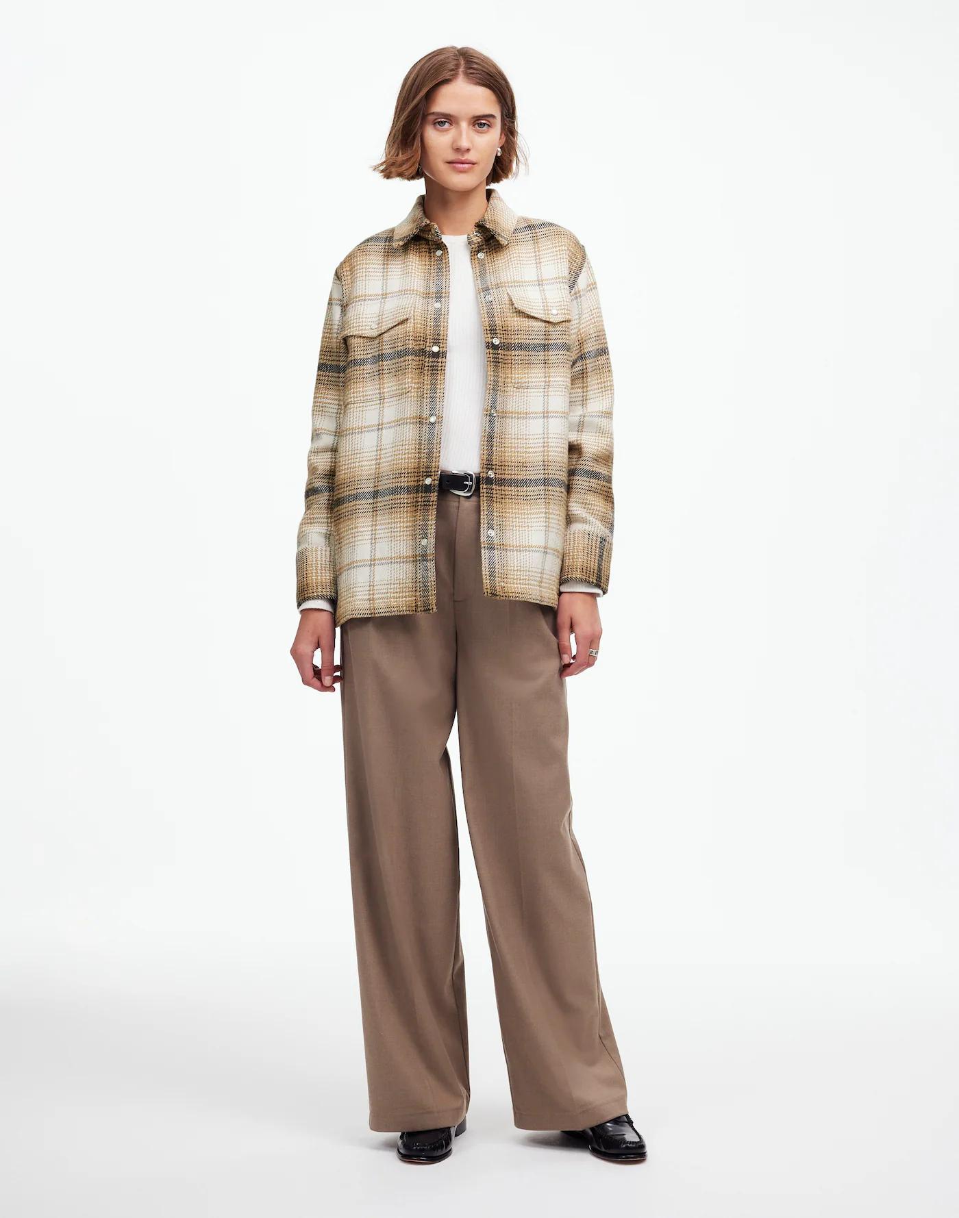 Flannel Button-Up Shirt-Jacket in Plaid Product Image