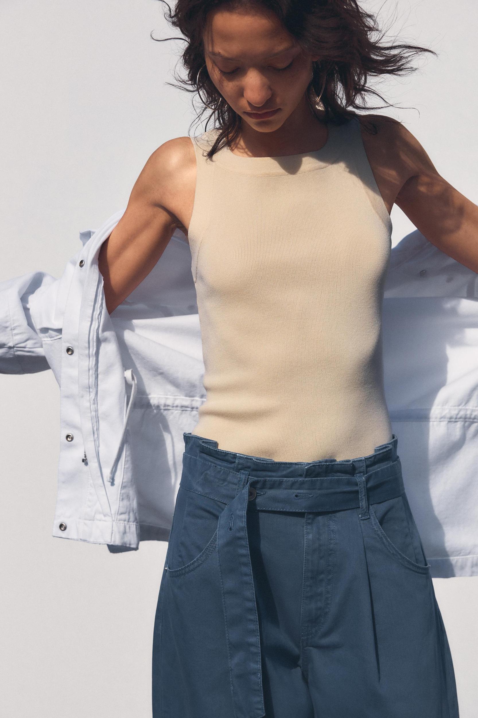 WIDE STRAP KNIT TOP Product Image