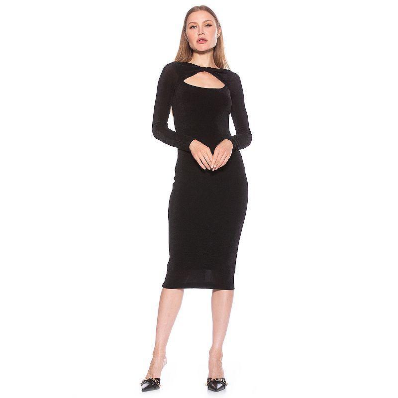 Women's ALEXIA ADMOR Tanya Twist Front Cutout Long Sleeve Midi Dress, Size: XS, Black Product Image