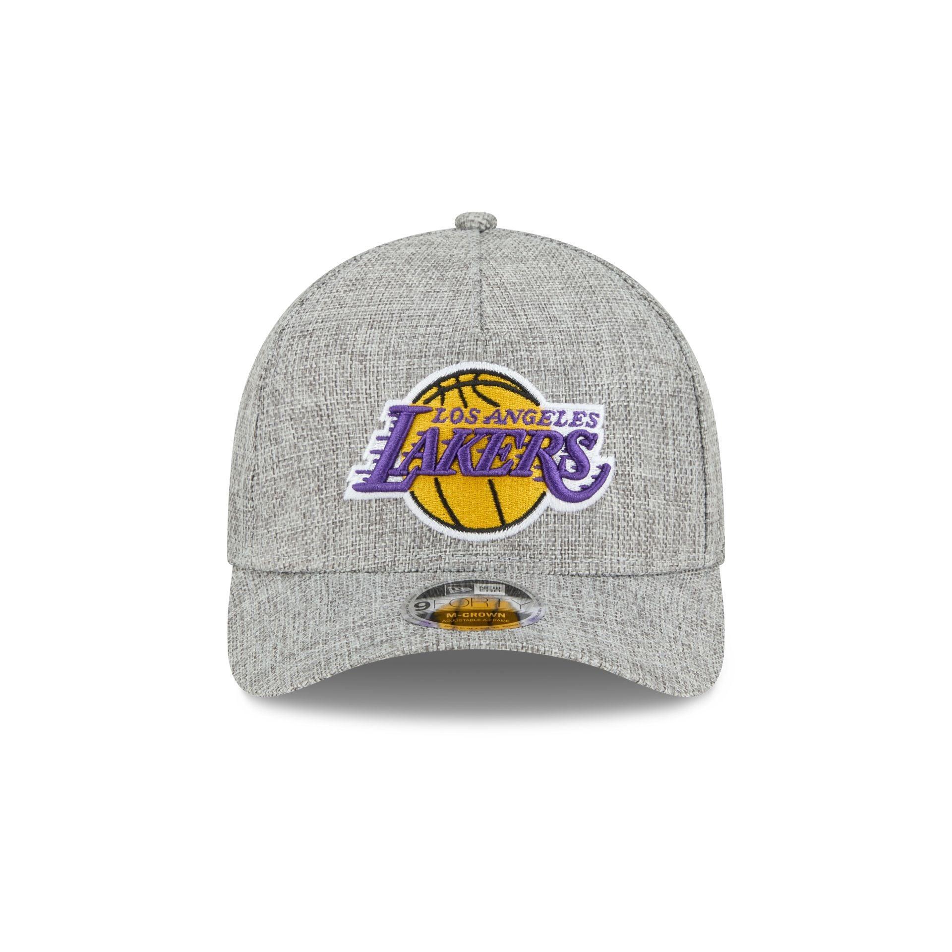 Los Angeles Lakers Cotton Weave Gray 9FORTY M-Crown A-Frame Snapback Hat Male Product Image