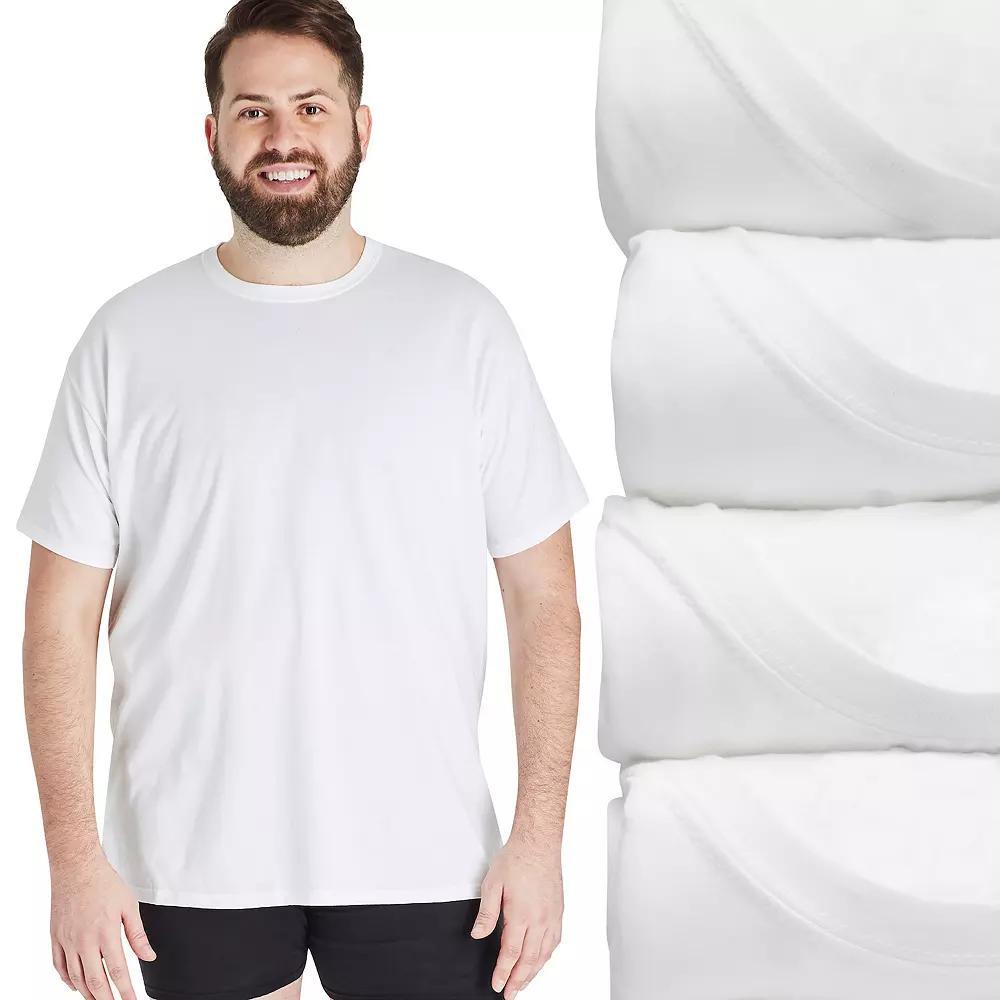 Big & Tall Hanes Ultimate 4-Pack Big Men's ComfortSoft White Crewneck Undershirt, Size: 3XB Product Image