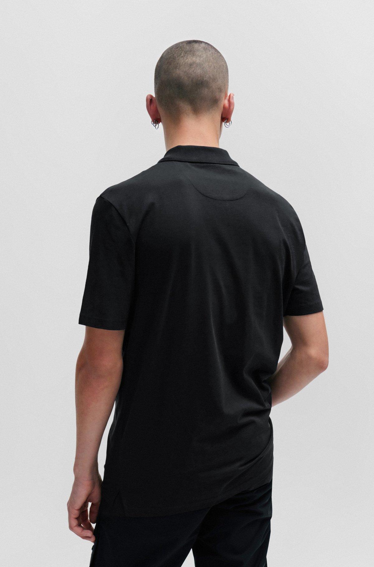 Cotton-blend polo shirt with zip placket Product Image