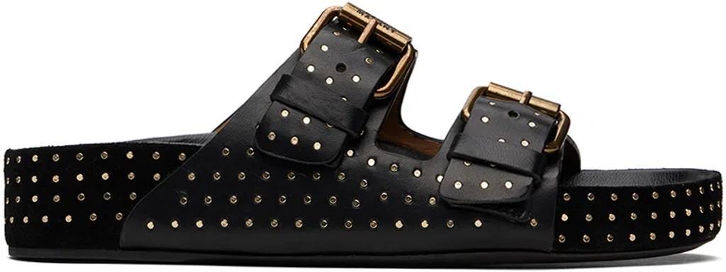 ISABEL MARANT Black Studded Slippers In Multicolor Product Image