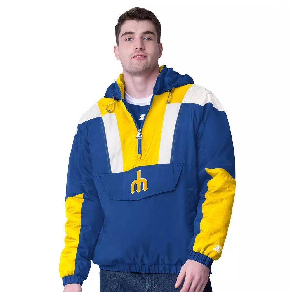 Men's Starter  Navy Seattle Mariners Cooperstown Collection Charger Half-Zip Jacket, Size: 2XL, Blue Product Image