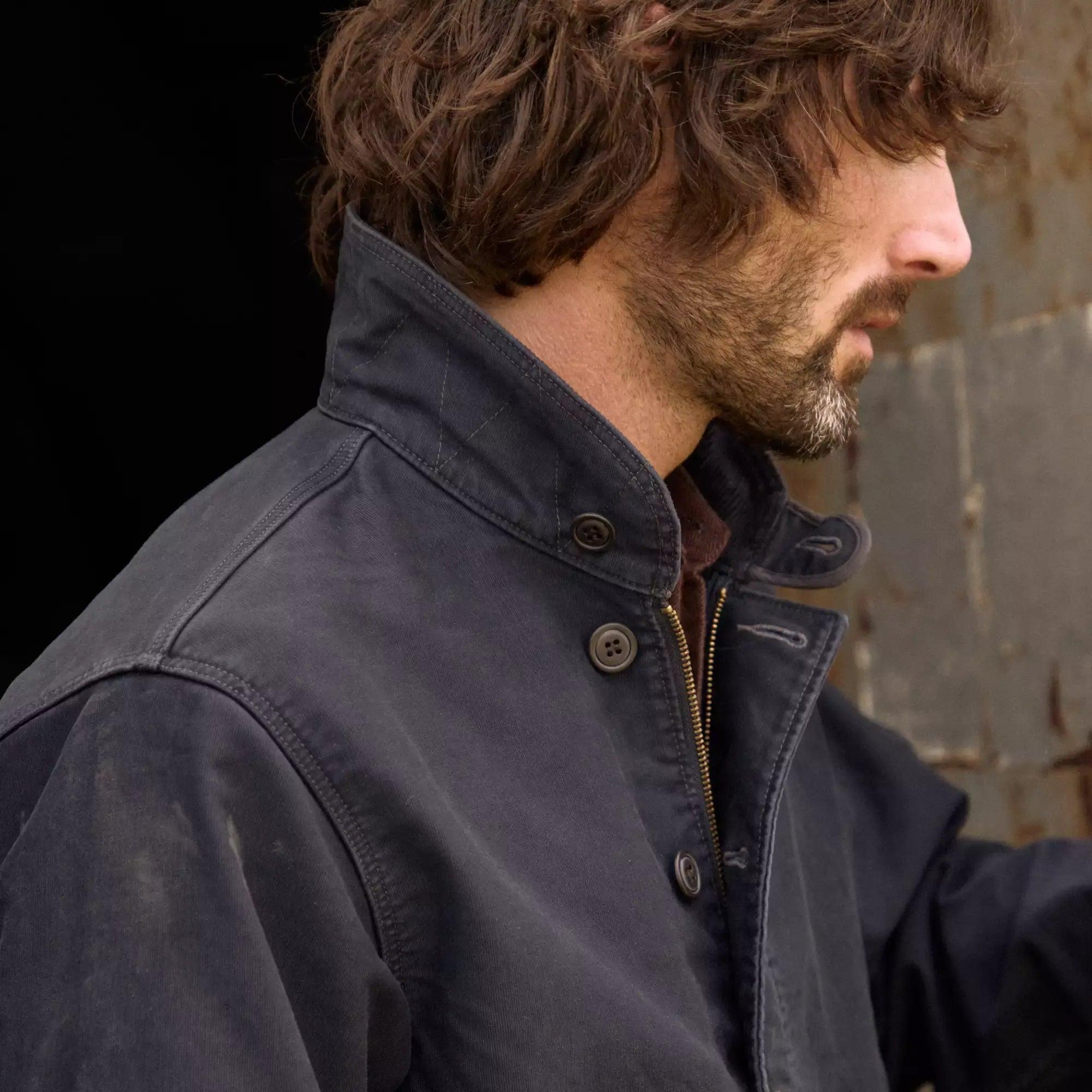 Corduroy Collar Deck Jacket - Navy Product Image