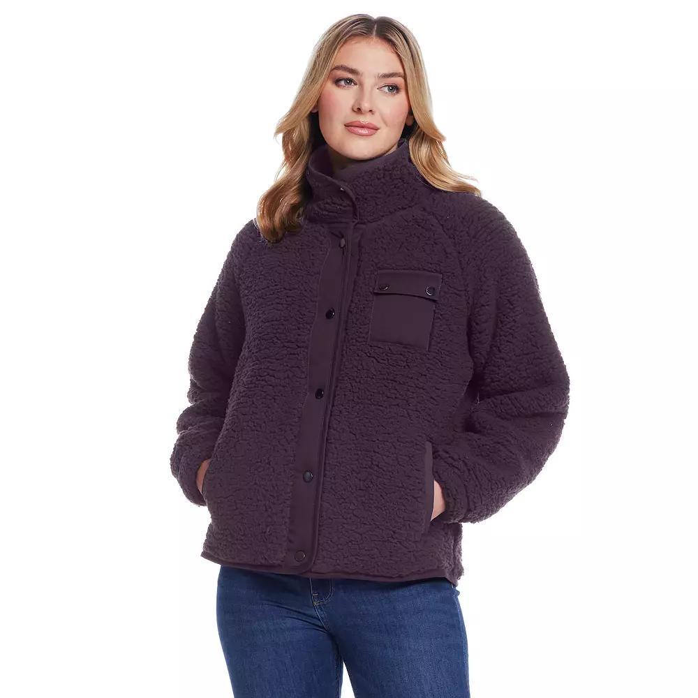 Womens Weathercast Snap Front Bonded Sherpa Fleece Jacket Product Image