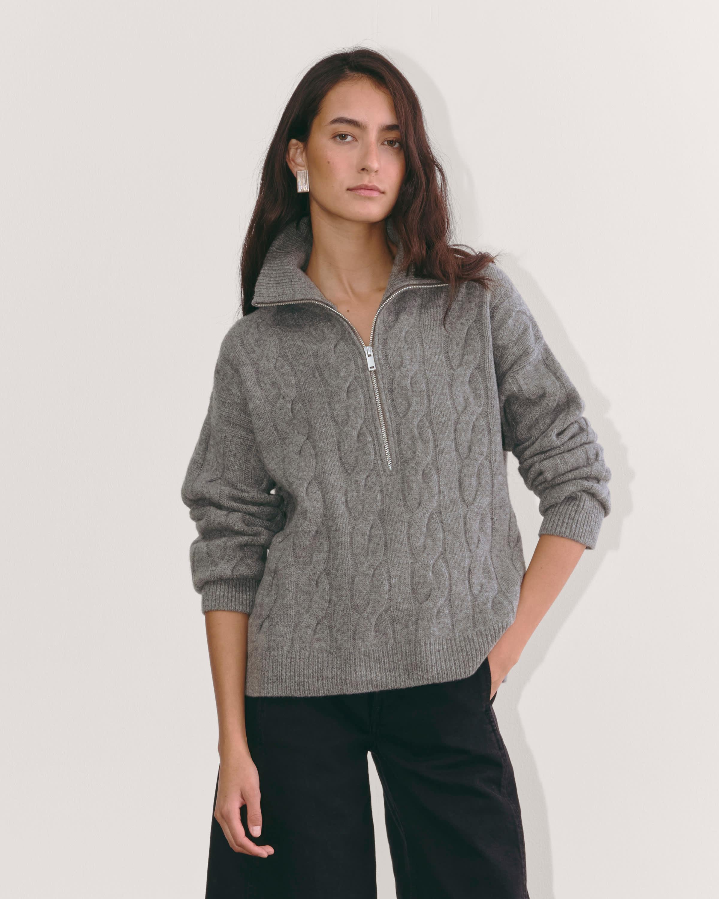 The Cable Half-Zip in Luxe Merino Product Image