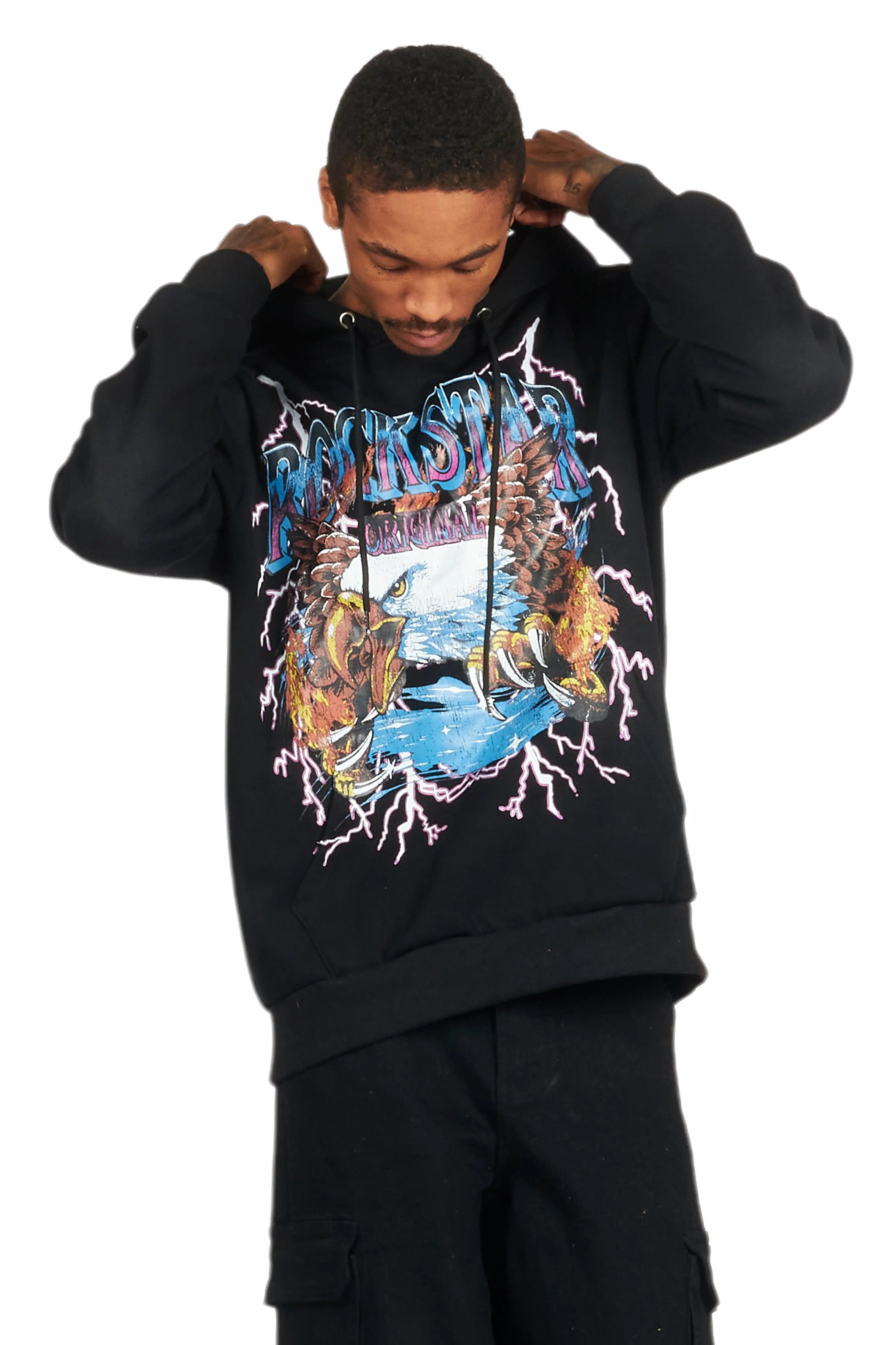 Darken Black Graphic Hoodie Male Product Image