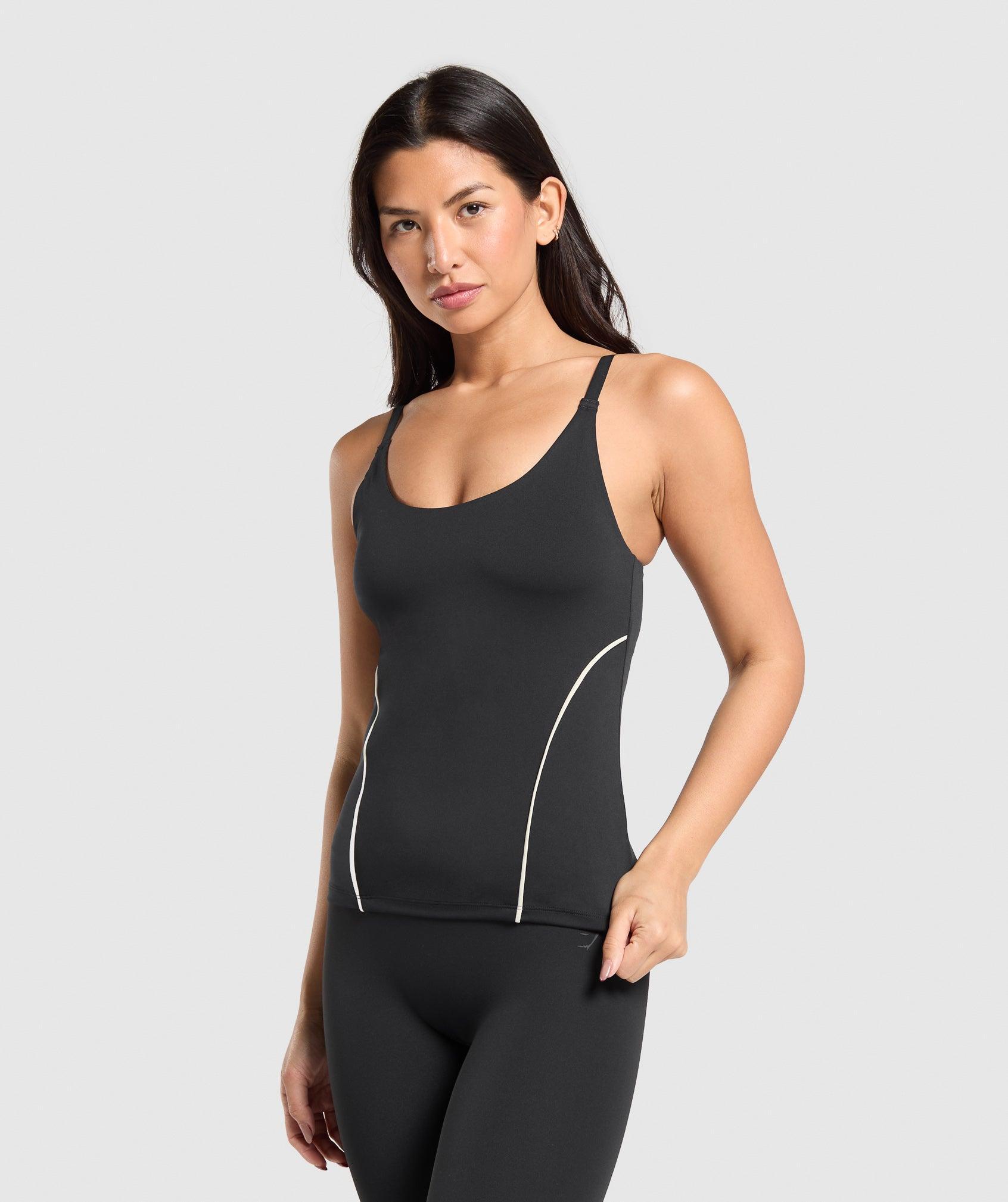 Gymshark Contour Stitch Tank with Shelf - Black Female Product Image