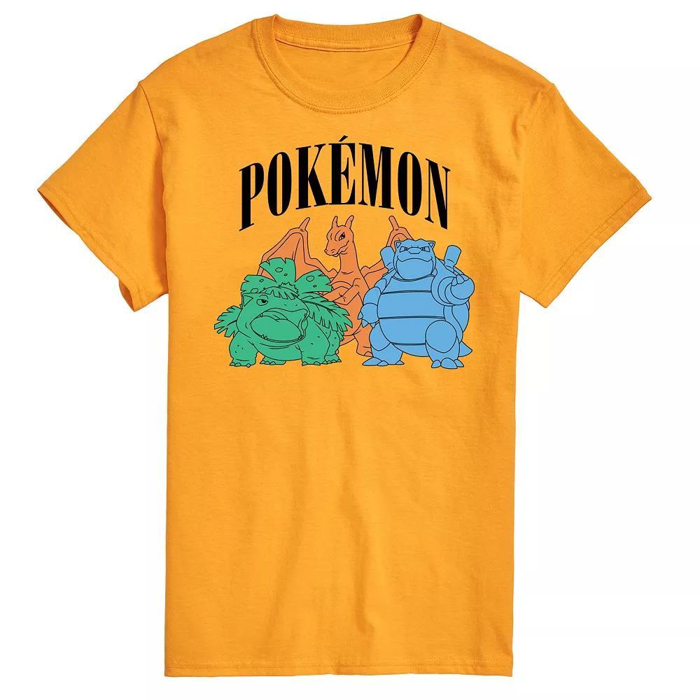 Men's Pokemon Venusaur, Charizard, & Blastoise Group Graphic Tee, Size: Small, Beige Product Image