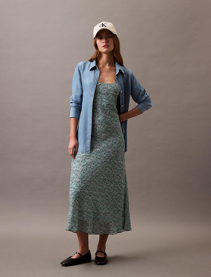 Printed Abstract Georgette Slip Dress Product Image